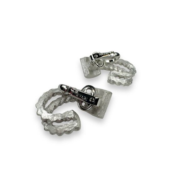 Vintage Crown Trifari Blue Crystal Silver Tone Clip-On Earrings - Picture 3 of 5